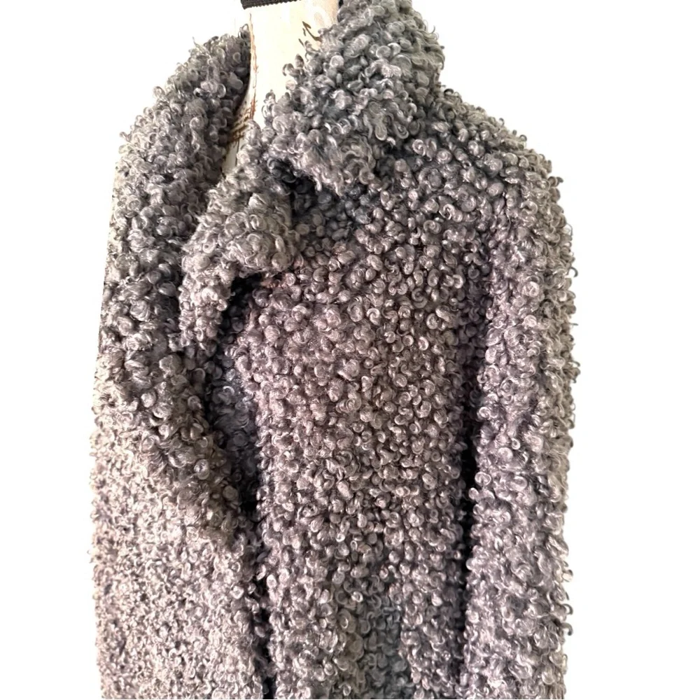 EUC $750 Tibi Grey Faux Curly Lamb Coat - Picture 9 of 16